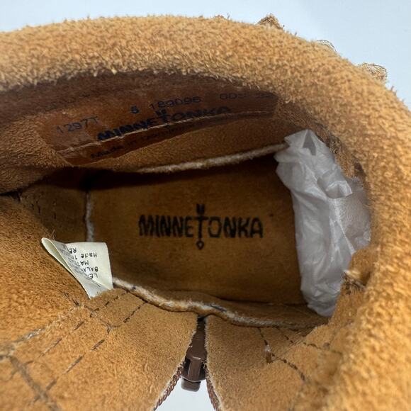 Minnetonka Double Fringe Side Zip Bootie Brown Suede Leather Little Kids US 5 - Picture 14 of 14